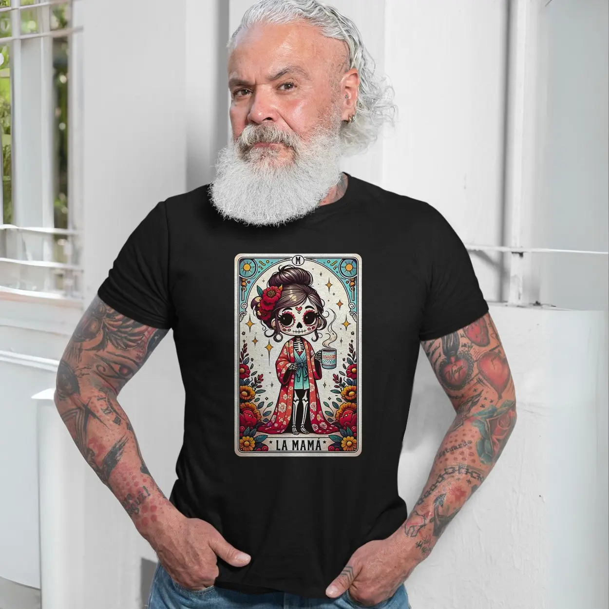 La Mama Tarot Card T Shirt Sugar Skull Dia de los Muertos Mom Tee 7 1.jpg