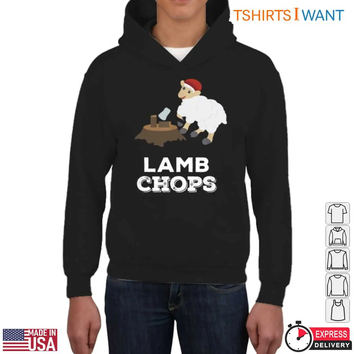 Lamb Chops T-Shirt - Funny Lumberjack Sheep Design Tee 11 Lamb Chops Lumberjack T-Shirt Detail