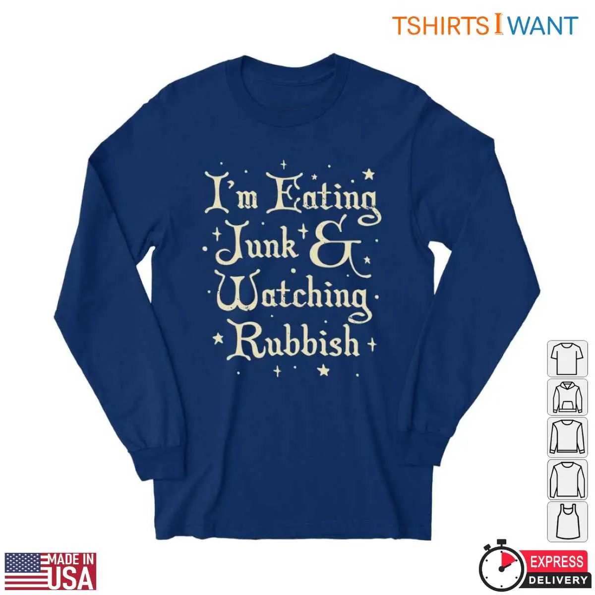 Lazy Day T-Shirt - I'm Eating Junk & Watching Rubbish 11 Lazy Day T-Shirt Detail