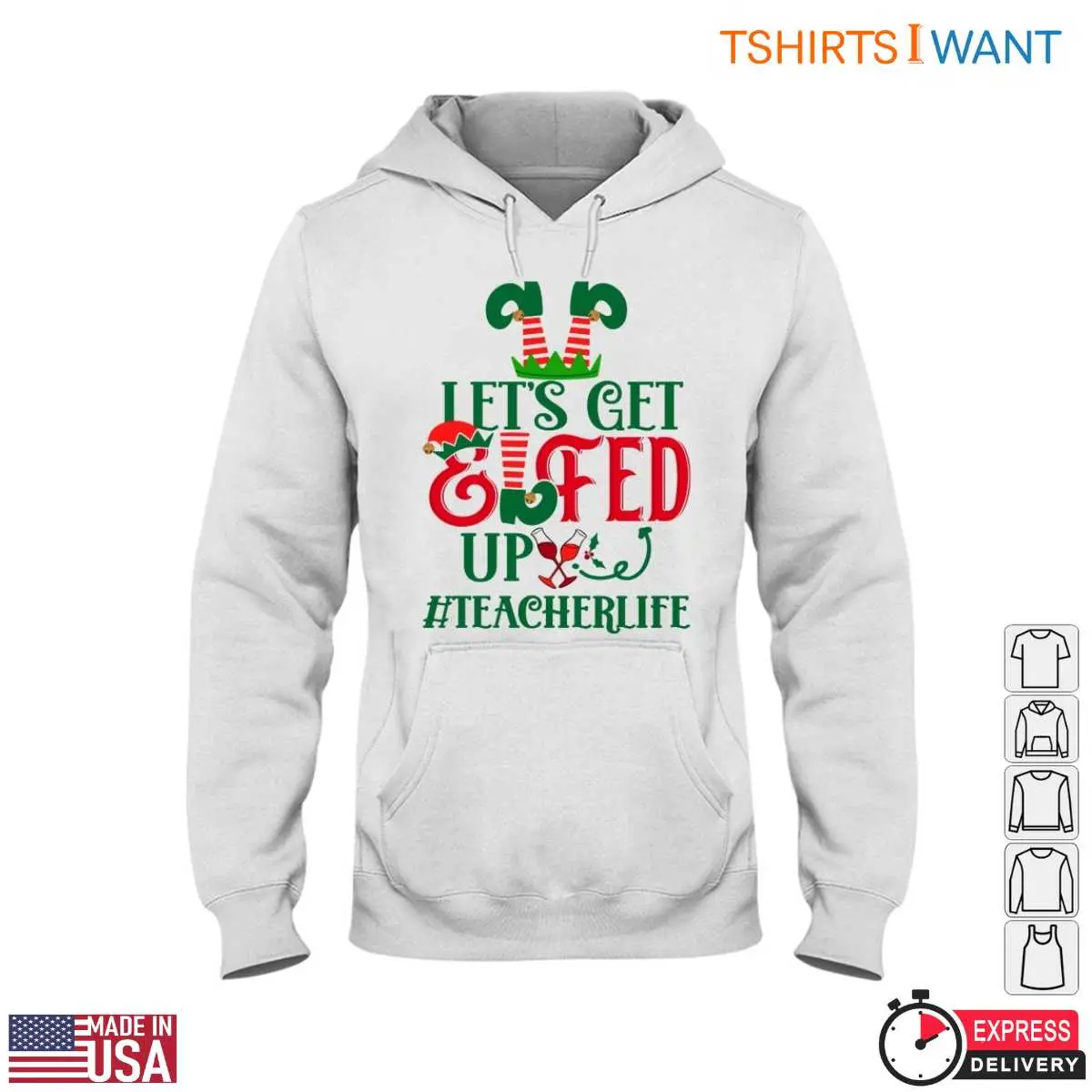 Let's Get Elfed Up Christmas Teacher T-Shirt 13 Let's Get Elfed Up Christmas Teacher T-Shirt Detail View