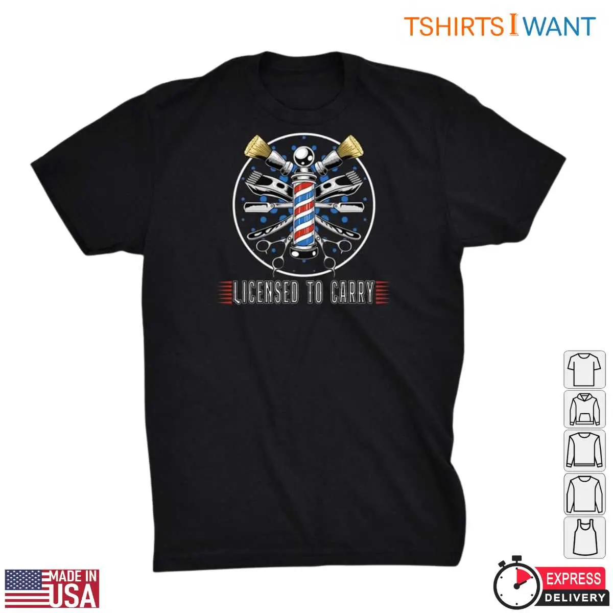 Licensed To Carry Barber Hairdresser Hairstylist Shirt 8 Licensed to Carry Barber T-Shirt Front View