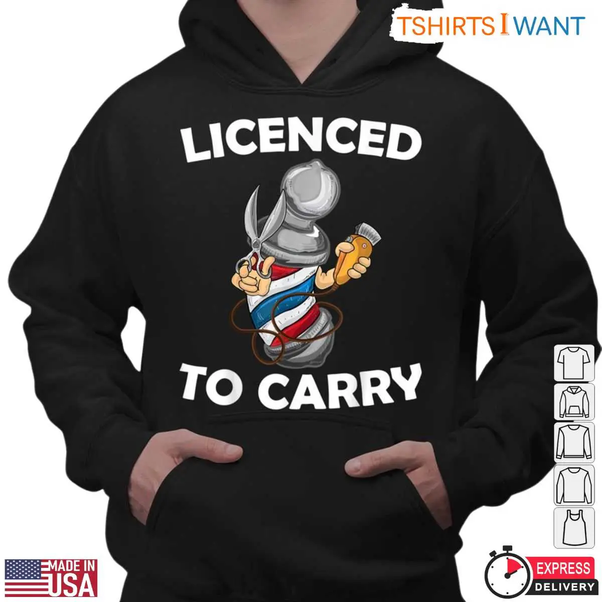 Licensed to Carry Funny Barber Pole Barber T Shirt 2 1.jpg