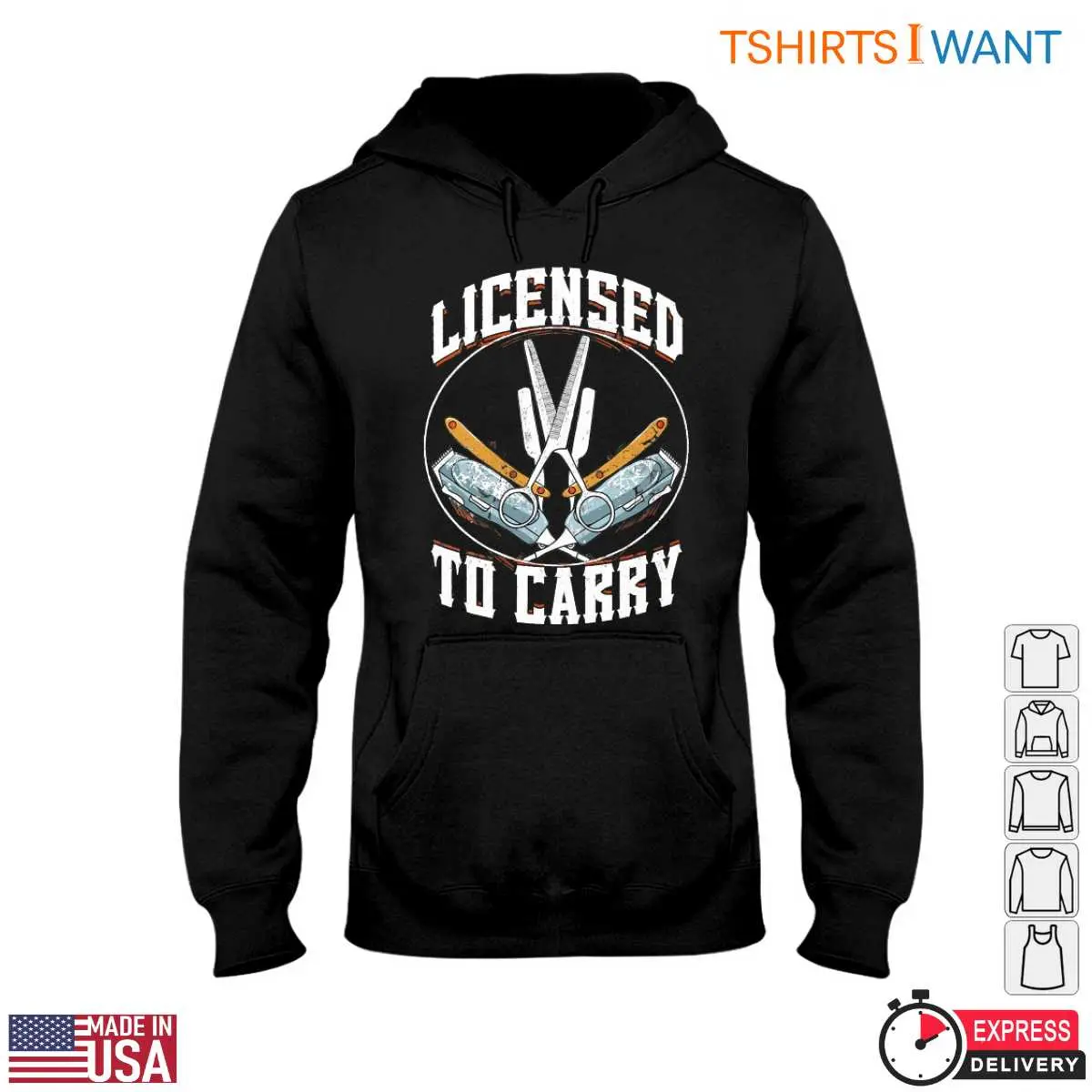 Licensed to Carry Funny Barber Scissors and Razors T-Shirt 13 Licensed to Carry Scissors T-Shirt Detail