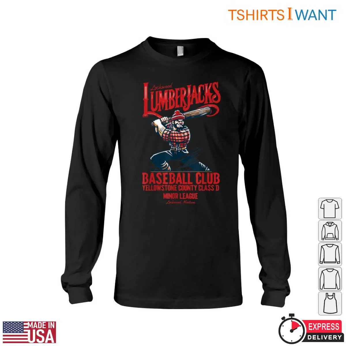 Lockwood Lumberjacks Baseball Club T-Shirt - Minor League Lumberjack Design 11 Lockwood Lumberjacks Baseball Club T-Shirt Detail