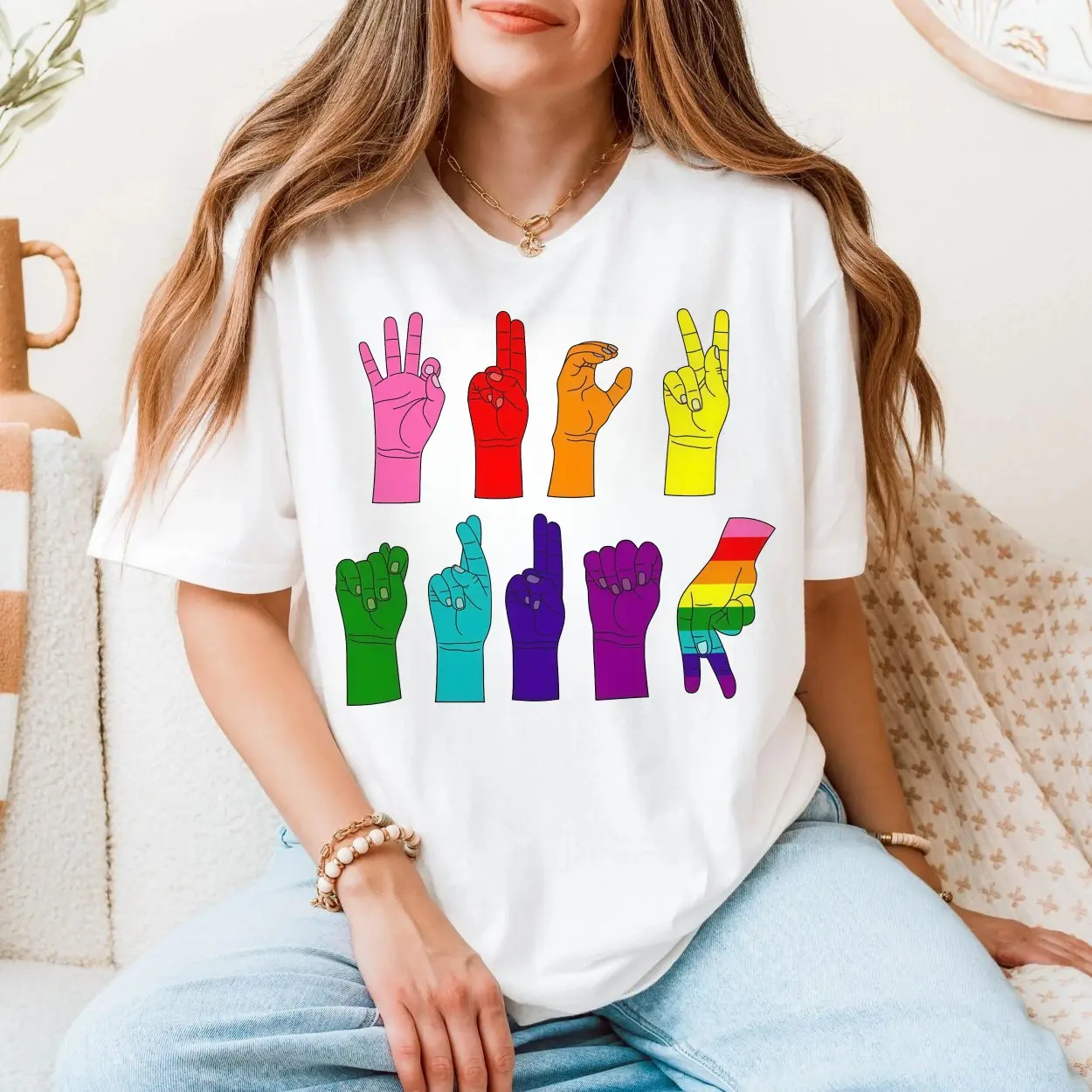 Love Is Love ASL Pride T Shirt E28093 Rainbow Sign Language Hands 5.jpg