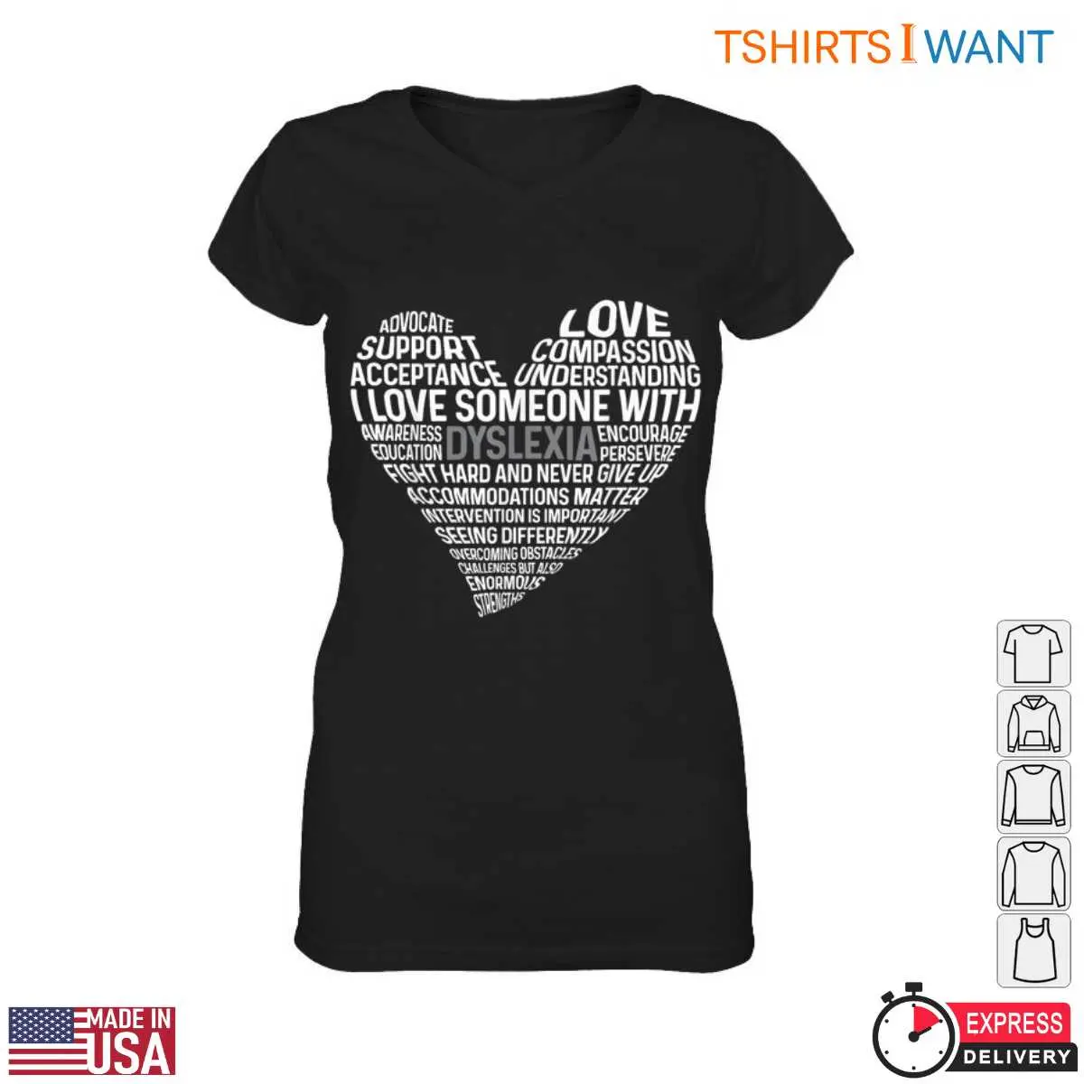 Love Support Compassion Dyslexia Heart T-Shirt – Teacher Appreciation 13 Dyslexia Heart T-Shirt Detail