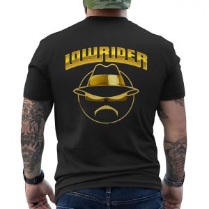 Lowrider Gold Logo Chicano Style Hat and Shades Graphic T Shirt 6 1.jpg