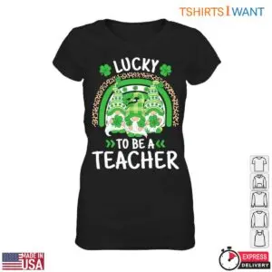 Lucky to Be a Teacher with Shamrocks and Gnomes St. Patrick's Day Teacher T-Shirt 7 Lucky to Be a Teacher with Shamrocks and Gnomes St. Patricks Day Teacher T Shirt 2 1.jpg