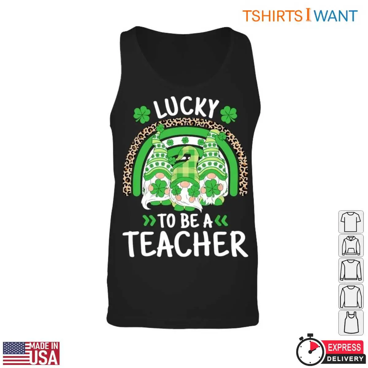 Lucky to Be a Teacher with Shamrocks and Gnomes St. Patrick's Day Teacher T-Shirt 13 Lucky to Be a Teacher with Shamrocks and Gnomes St. Patricks Day Teacher T Shirt 3