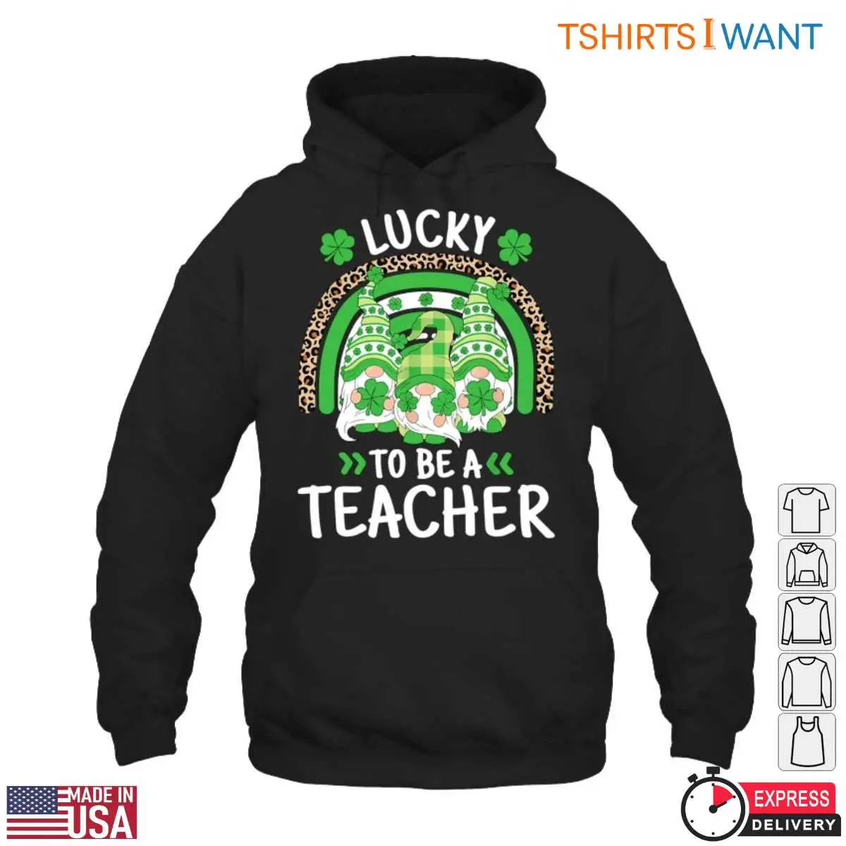 Lucky to Be a Teacher with Shamrocks and Gnomes St. Patricks Day Teacher T Shirt 4 1.jpg