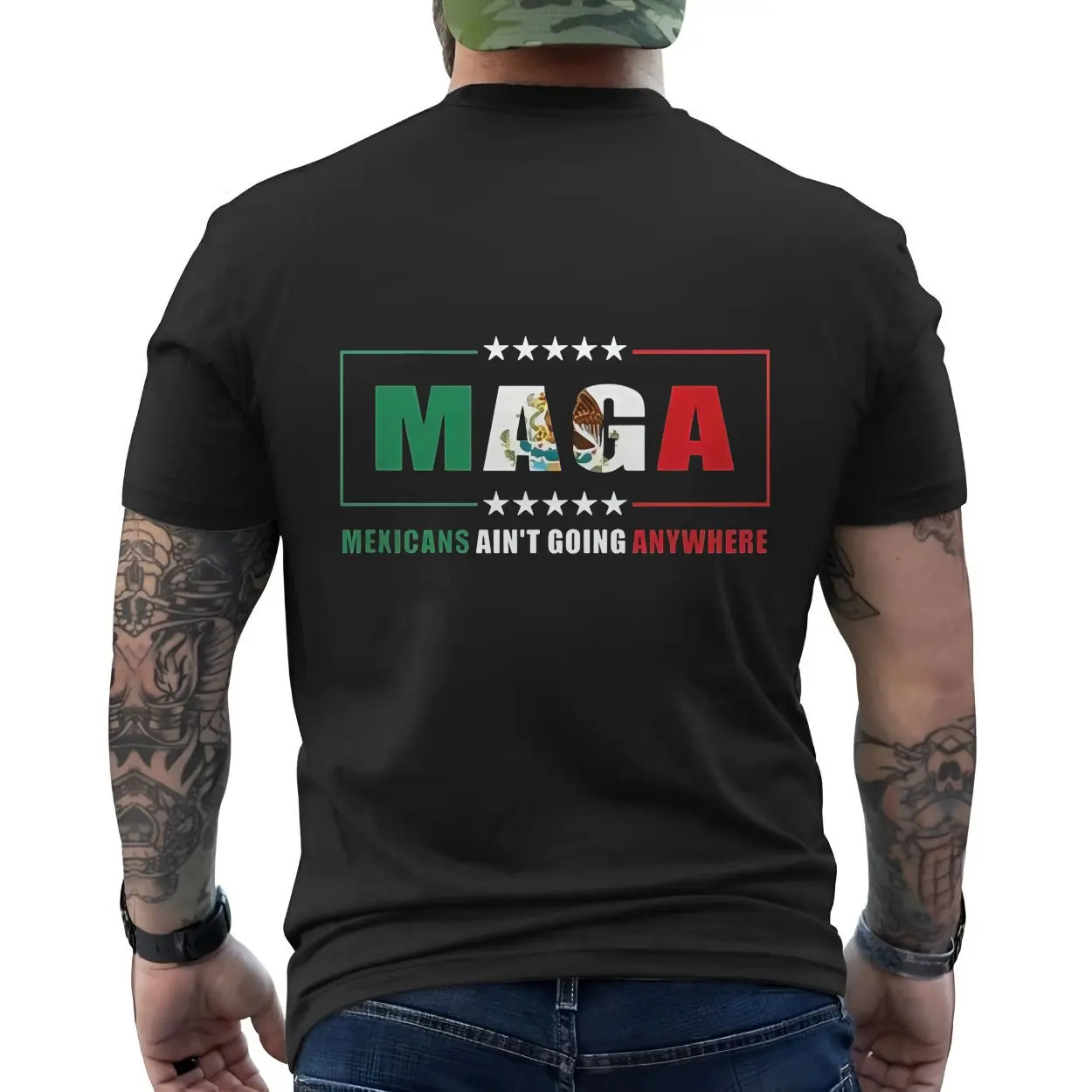 MAGA Mexicans Ain’t Going Anywhere T-shirt – Mexican American Flag Two-Sided Tee 6 MAGA Mexicans Aint Going Anywhere T shirt E28093 Mexican American Flag Two Sided Tee 6.jpg