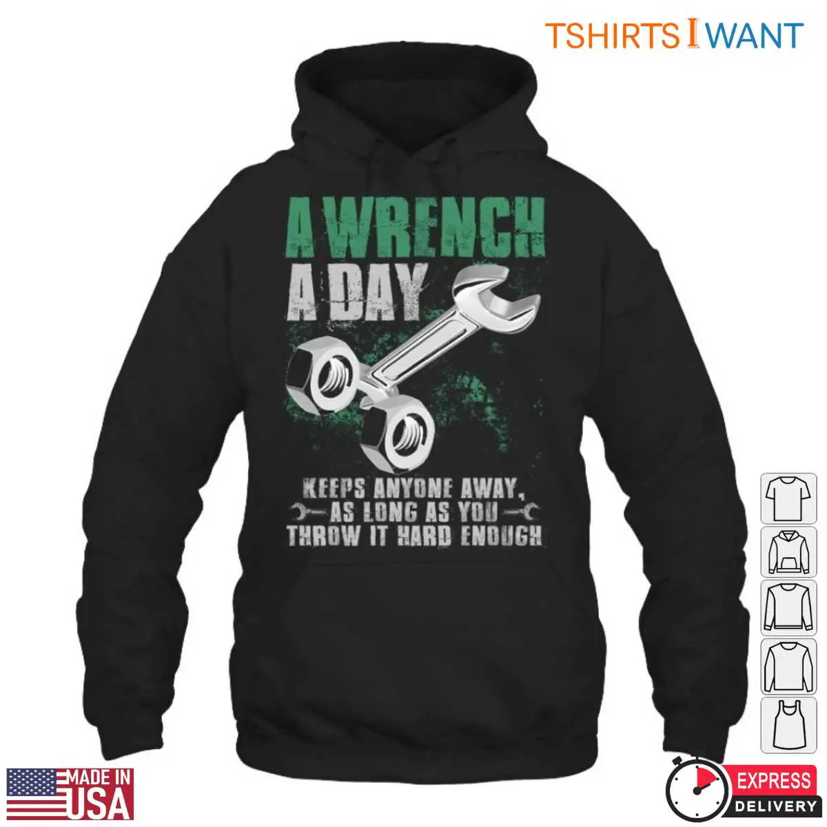 Mechanic Wrench T-Shirt - A Wrench a Day Keeps Anyone Away Funny Design 13 Mechanic Wrench T-Shirt Detail View