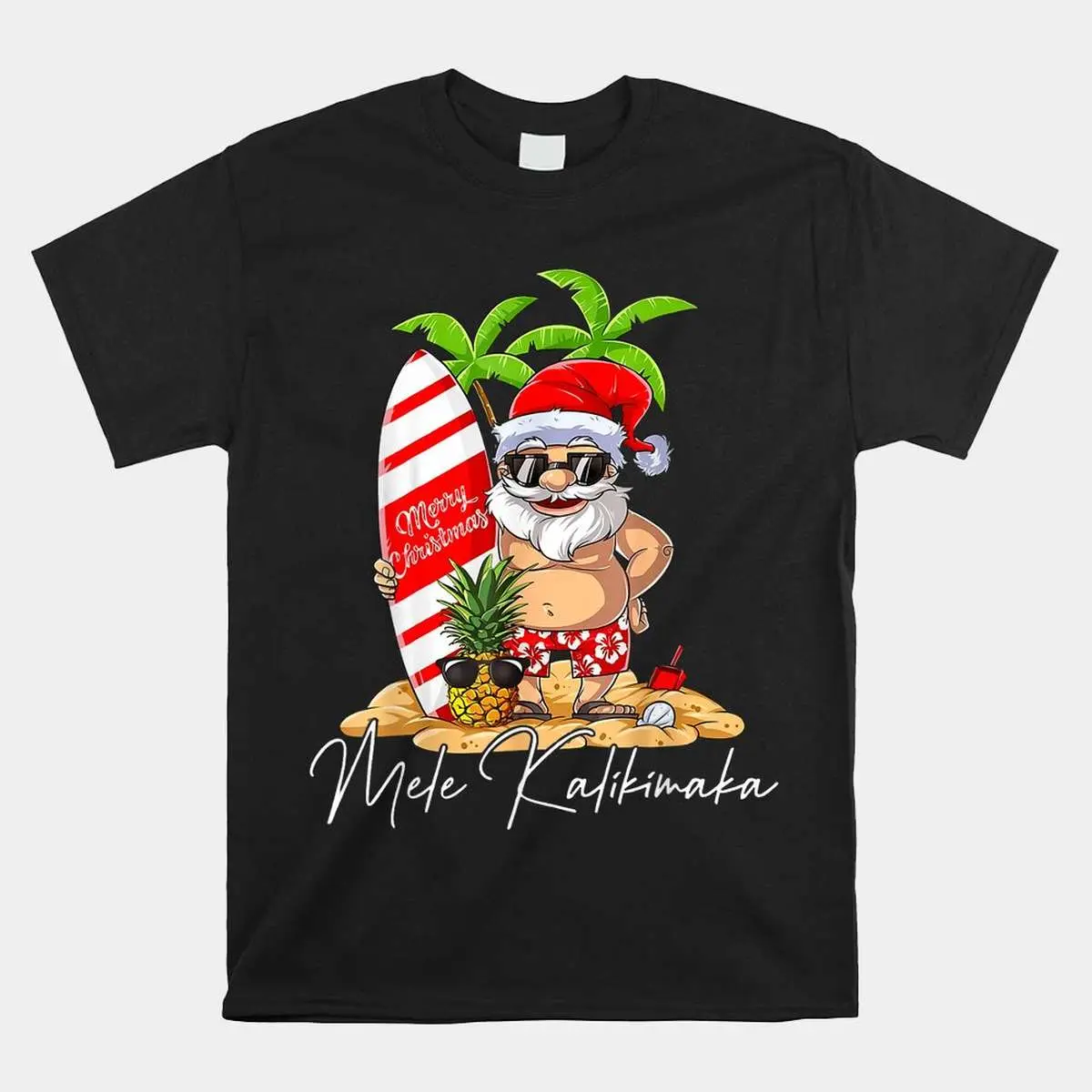 Mele Kalikimaka Shirt - Hawaii Christmas Surfing Santa Xmas Summer Tee 10 Mele Kalikimaka Hawaii Christmas Surf Shirt 1