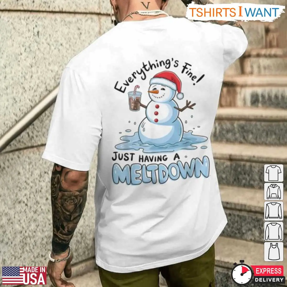Meltdown Snowman Funny Holiday T Shirt 6 1.jpg