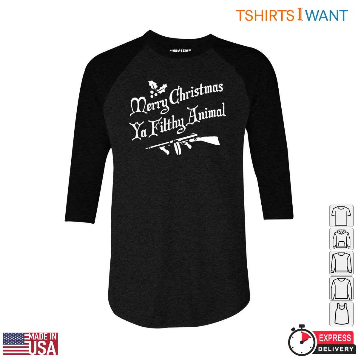 Merry Christmas Quotes T-Shirt - 'Ya Filthy Animal' Holiday Tee 11 Merry Christmas Quotes T-Shirt Detail