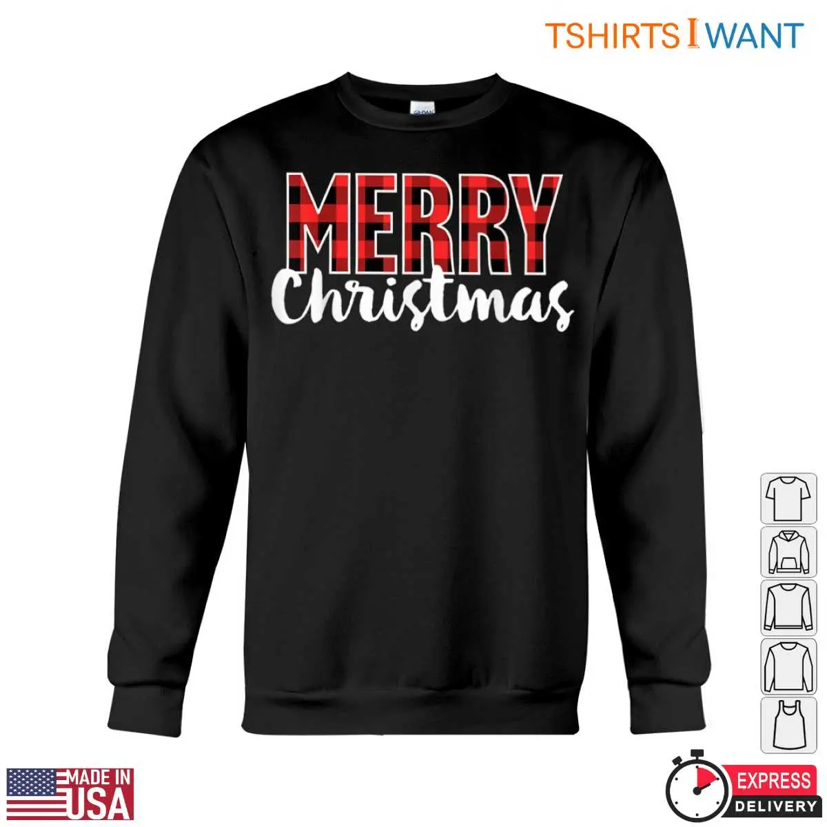 Merry Christmas T Shirt Red Black Lumberjack Plaid Pattern Holiday Gift 3 1 1.jpg