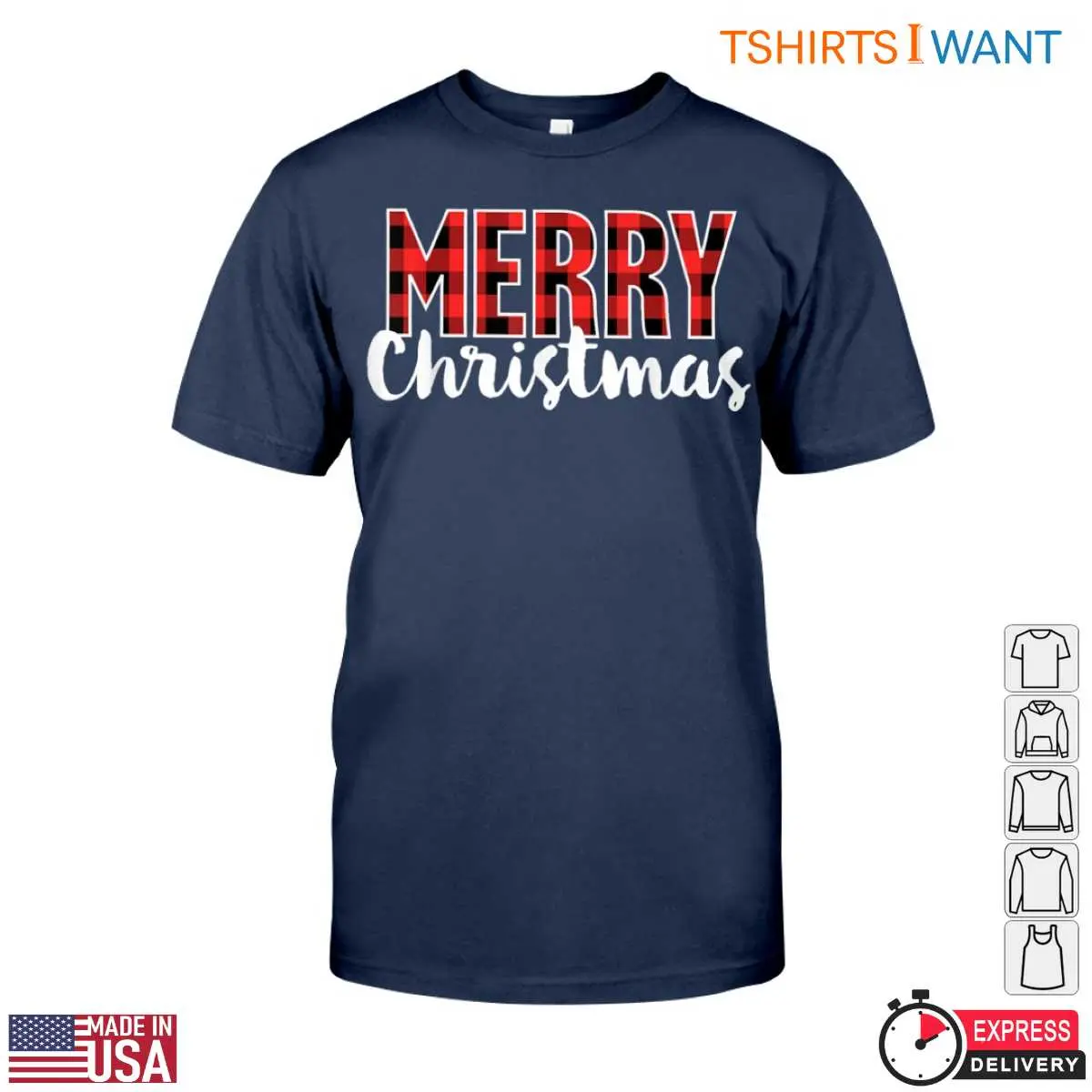 Merry Christmas T Shirt Red Black Lumberjack Plaid Pattern Holiday Gift 5 1 1.jpg