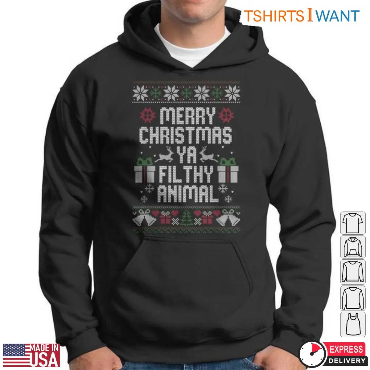 Merry Christmas Ya Filthy Animal T-Shirt - Funny Holiday Graphic Design 13 Merry Christmas Ya Filthy Animal T-Shirt Detail