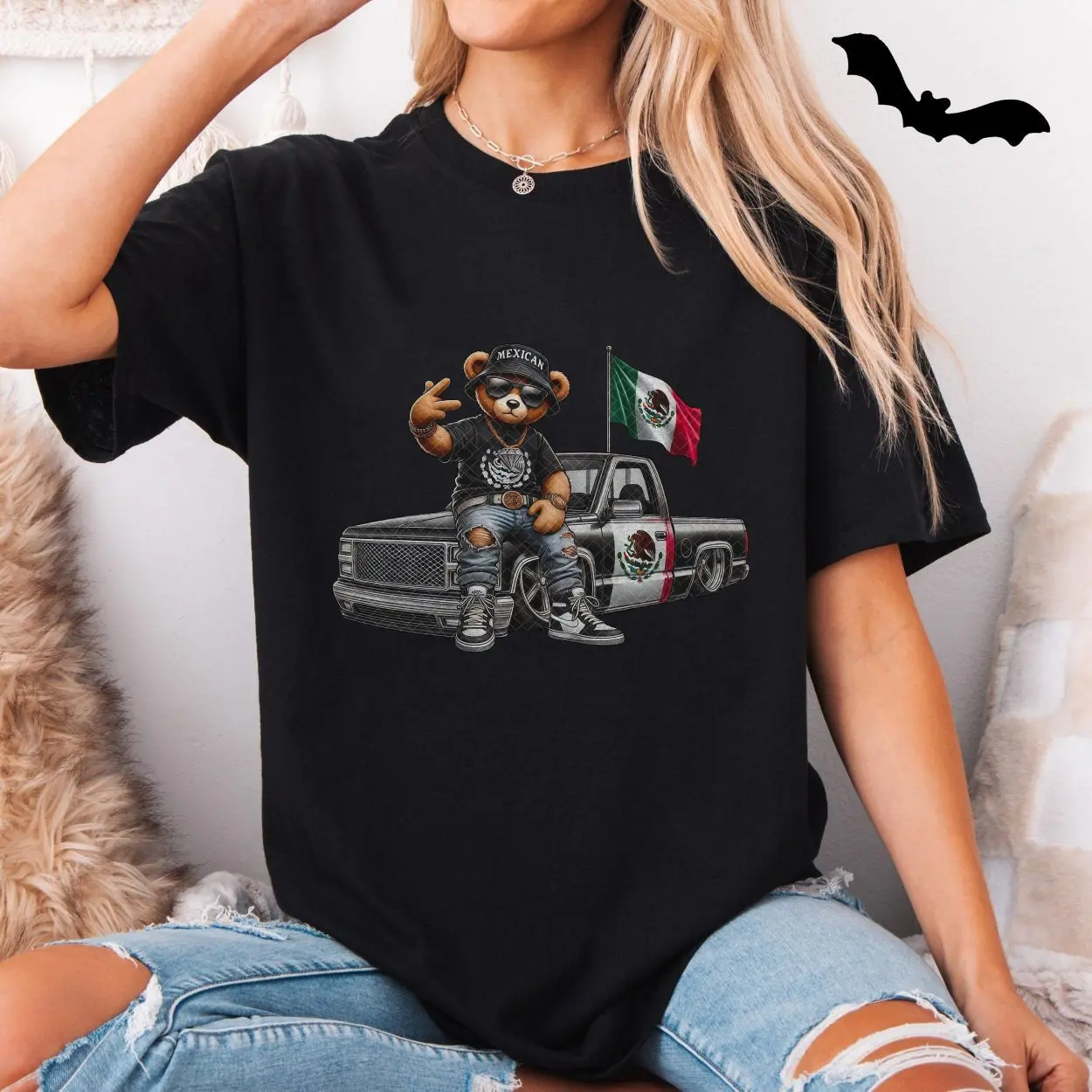 Mexican Gangster Bear Lowrider Truck T Shirt 5 1.jpg