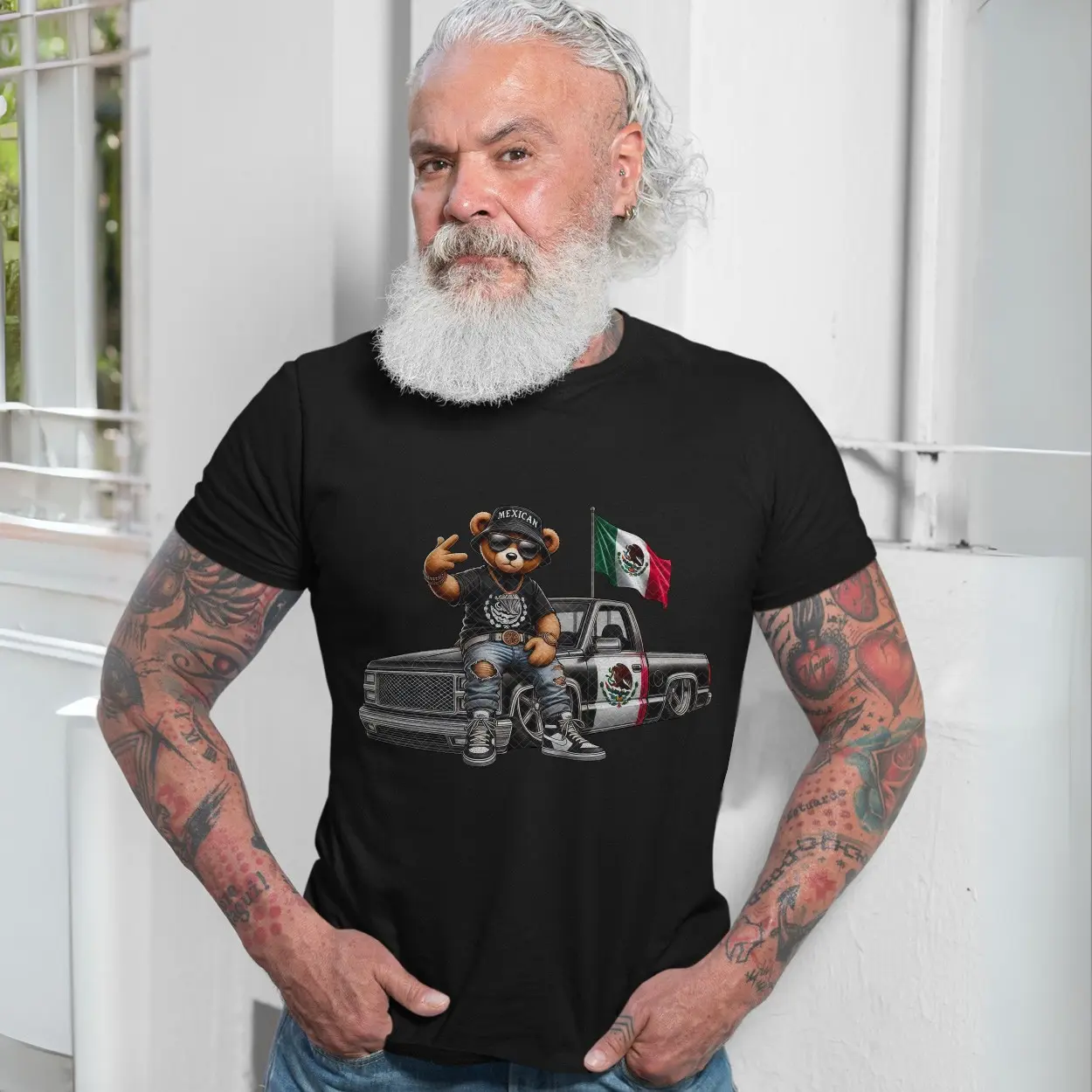 Mexican Gangster Bear Lowrider Truck T Shirt 7 1.jpg