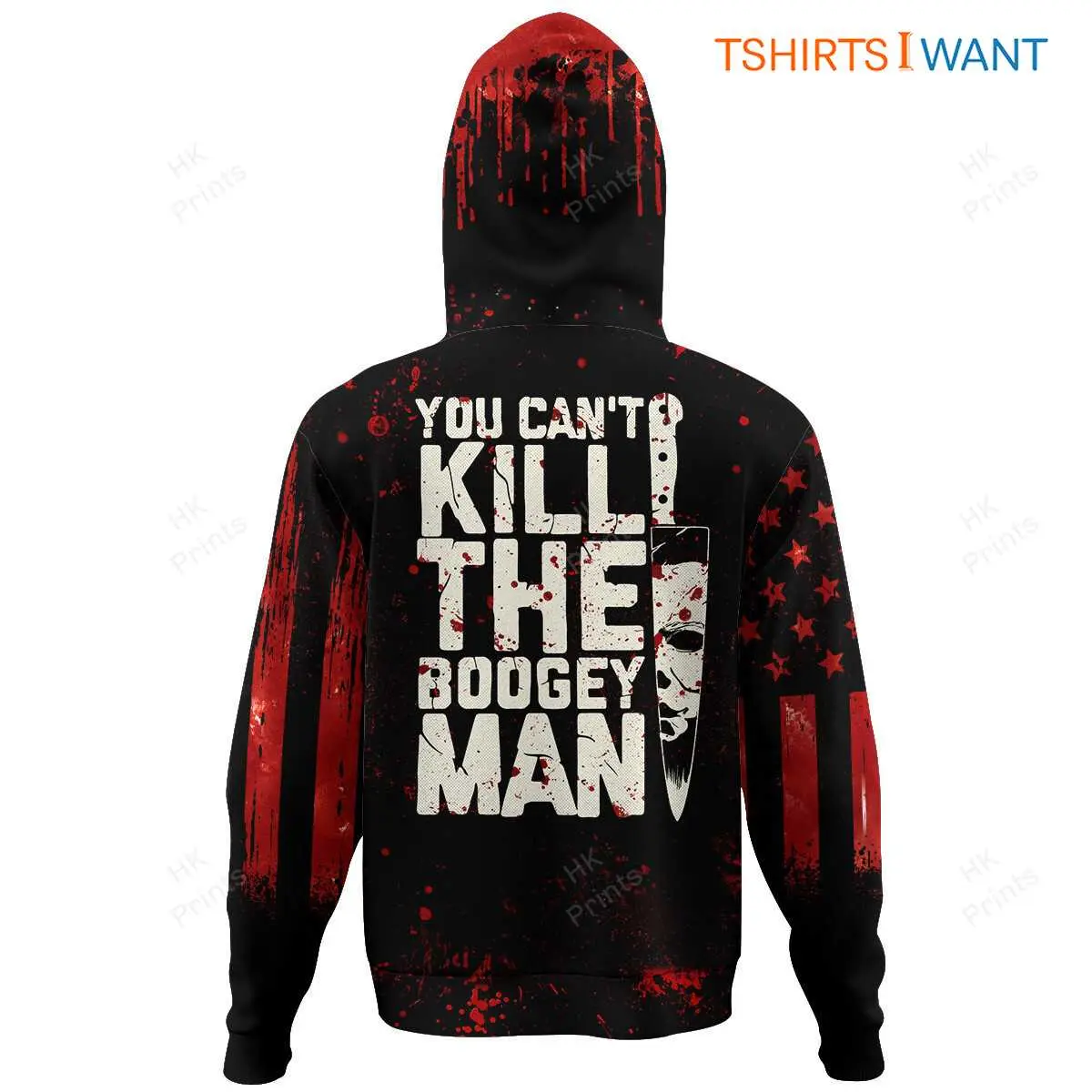 Michael Myers Boogeyman You Can't Kill the Boogey Man Hoodie, American Flag Halloween Horror 3D Hoodie 7 Michael Myers Boogeyman American Flag Halloween Horror 3D Hoodie Detail