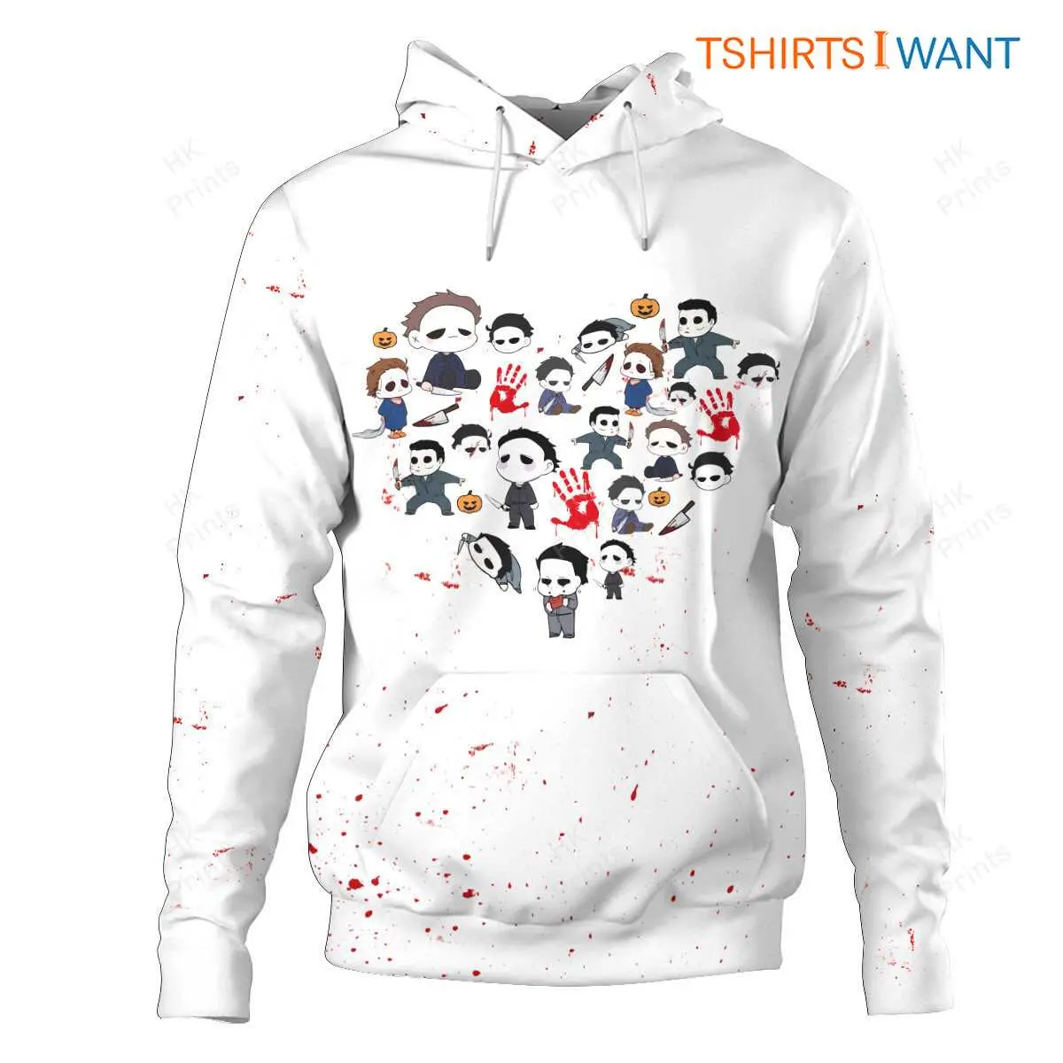 Michael Myers Chibi Hoodie, Cute Horror Movie Characters, Halloween Scary Costume for Fans 6 Michael Myers Chibi Hoodie Front