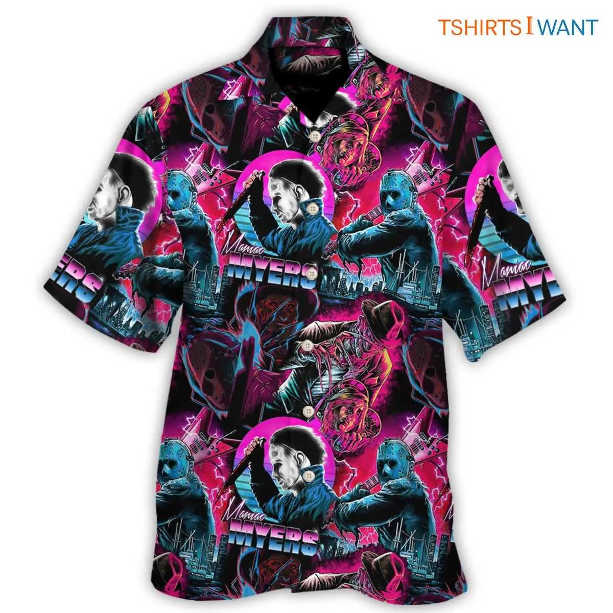Michael Myers Hawaiian Shirt - Halloween Horror Movie Retro Tropical Style 4 Michael Myers Hawaiian Shirt Summer Edition front view