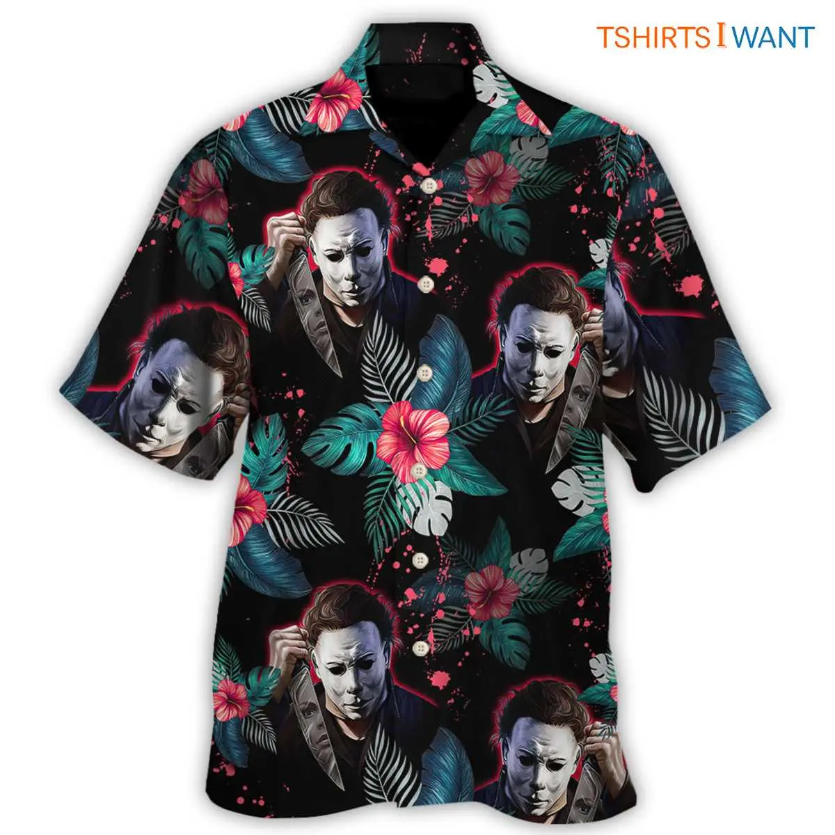 Michael Myers Shirts - Halloween Tropical Style Hawaiian Shirt 4 Michael Myers Hawaiian Shirt front view