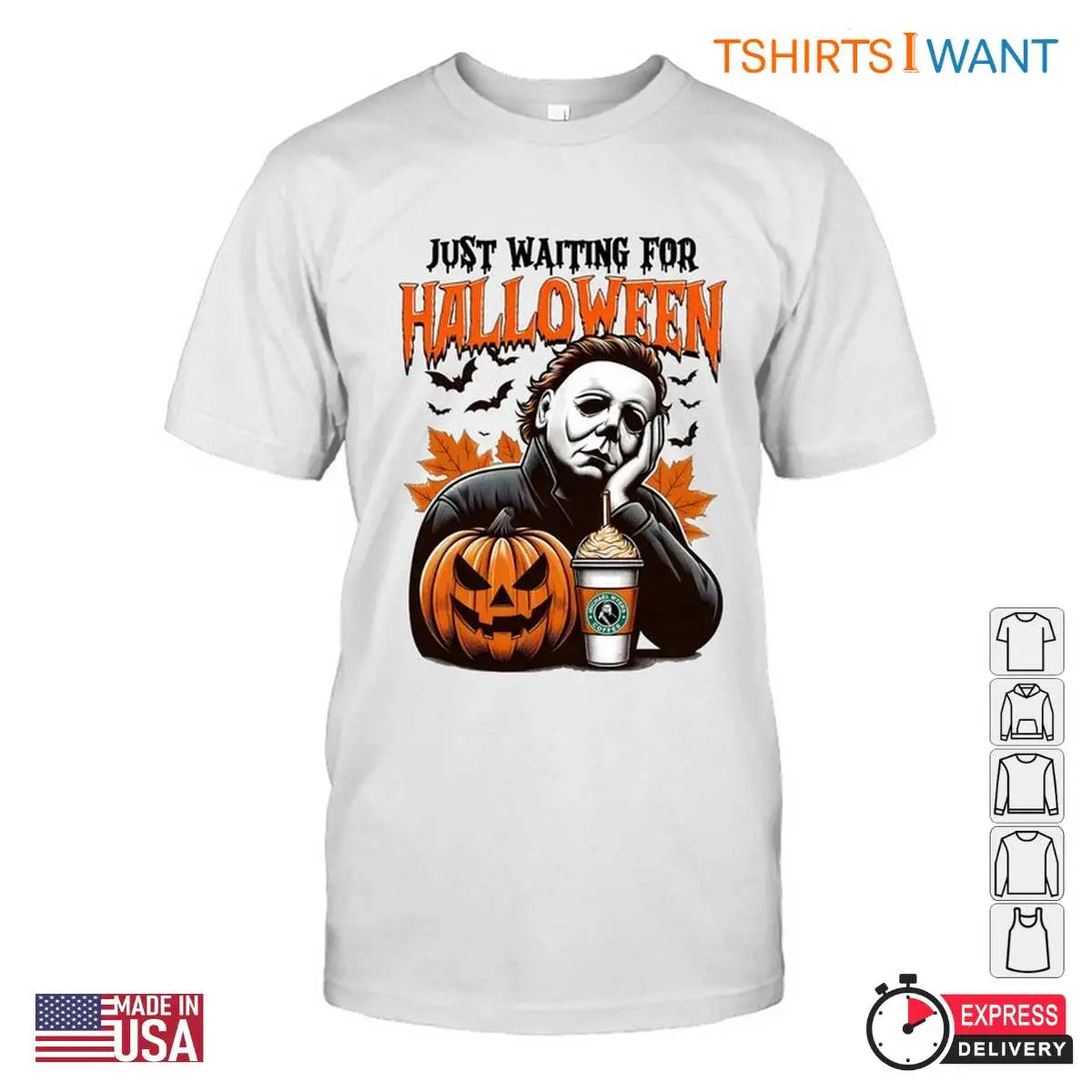 Michael Myers Waiting for Halloween Pumpkin Spice Tee 4 1.jpg