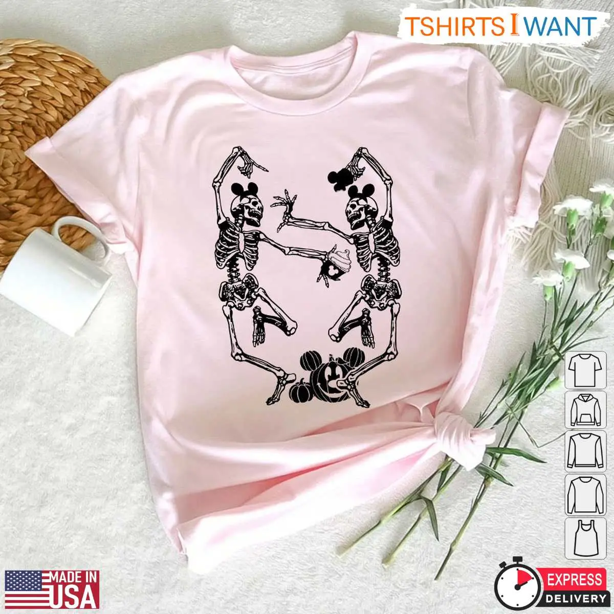 Mickey Mouse Skeleton Halloween T-Shirt – Fun Disney-Inspired Skeleton Couple Graphic Tee 13 Mickey Mouse Skeleton Halloween T-Shirt Detail