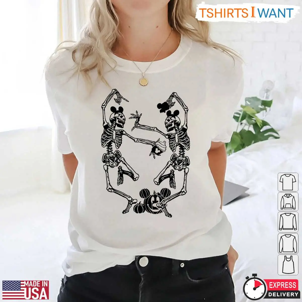Mickey Mouse Skeleton Halloween T Shirt Fun Disney Inspired Skeleton Couple Graphic Tee 5 1 1.jpg