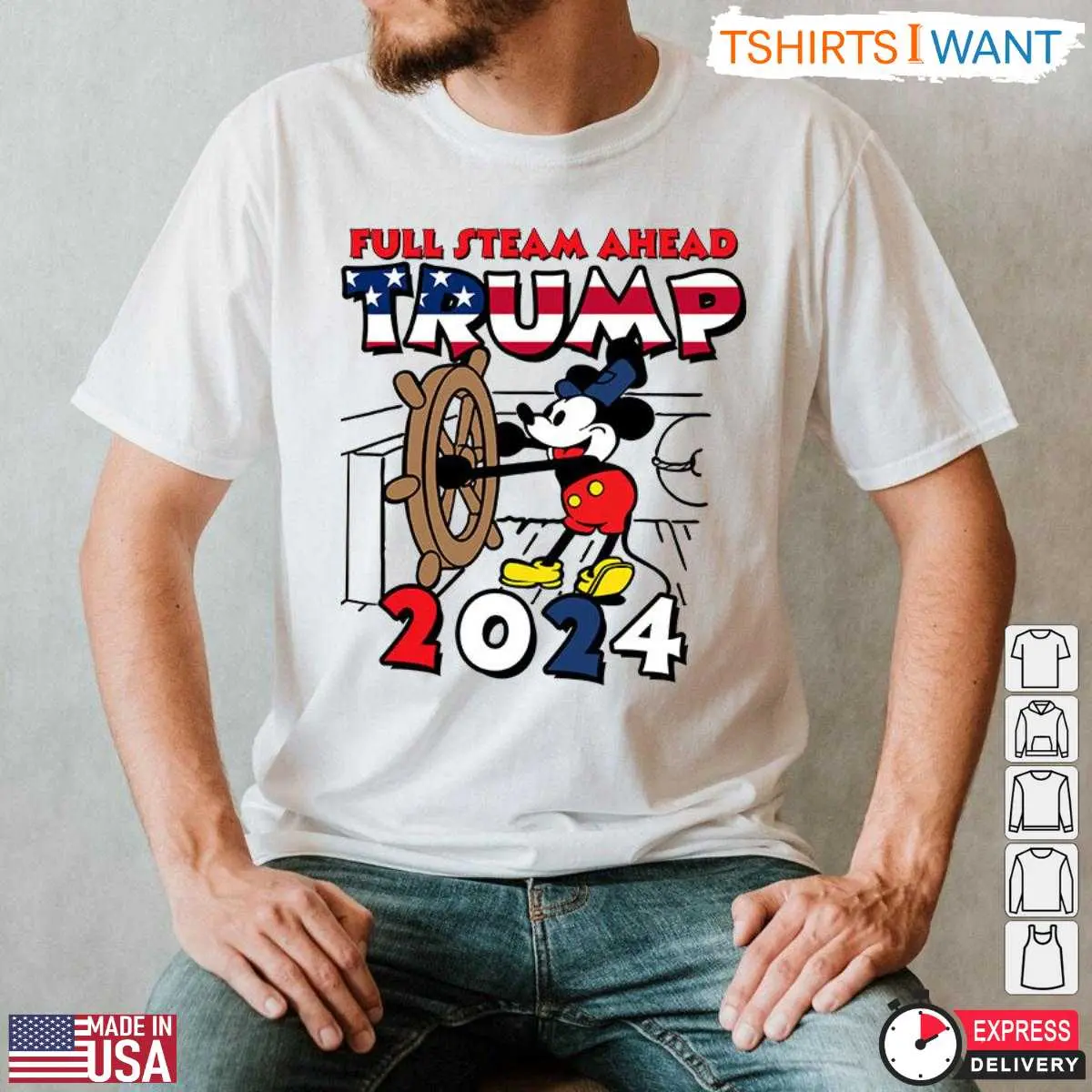 Mickey Trump T Shirt 2024 Full Steam Ahead Cartoon 2 1.jpg
