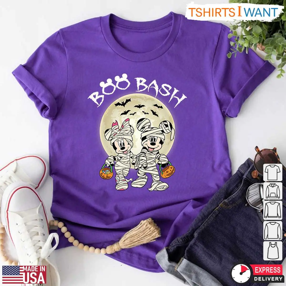 Mickey and Minnie Mummy Boo Bash T Shirt Disney Halloween Trick or Treat Graphic Tee 1 1.jpg