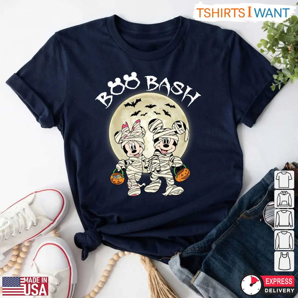 Mickey and Minnie Mummy Boo Bash T Shirt Disney Halloween Trick or Treat Graphic Tee 2 1.jpg