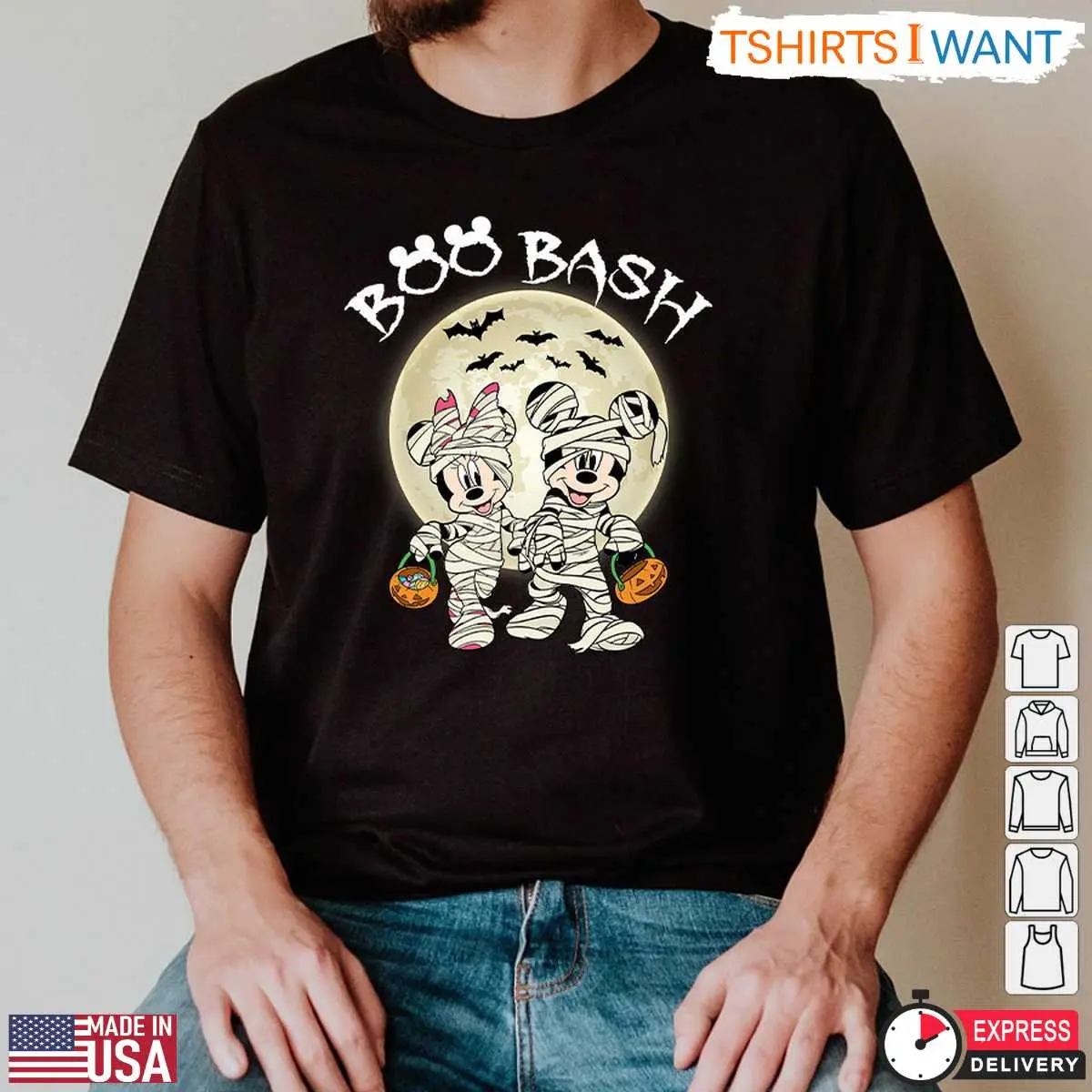 Mickey and Minnie Mummy Boo Bash T Shirt Disney Halloween Trick or Treat Graphic Tee 3 1.jpg