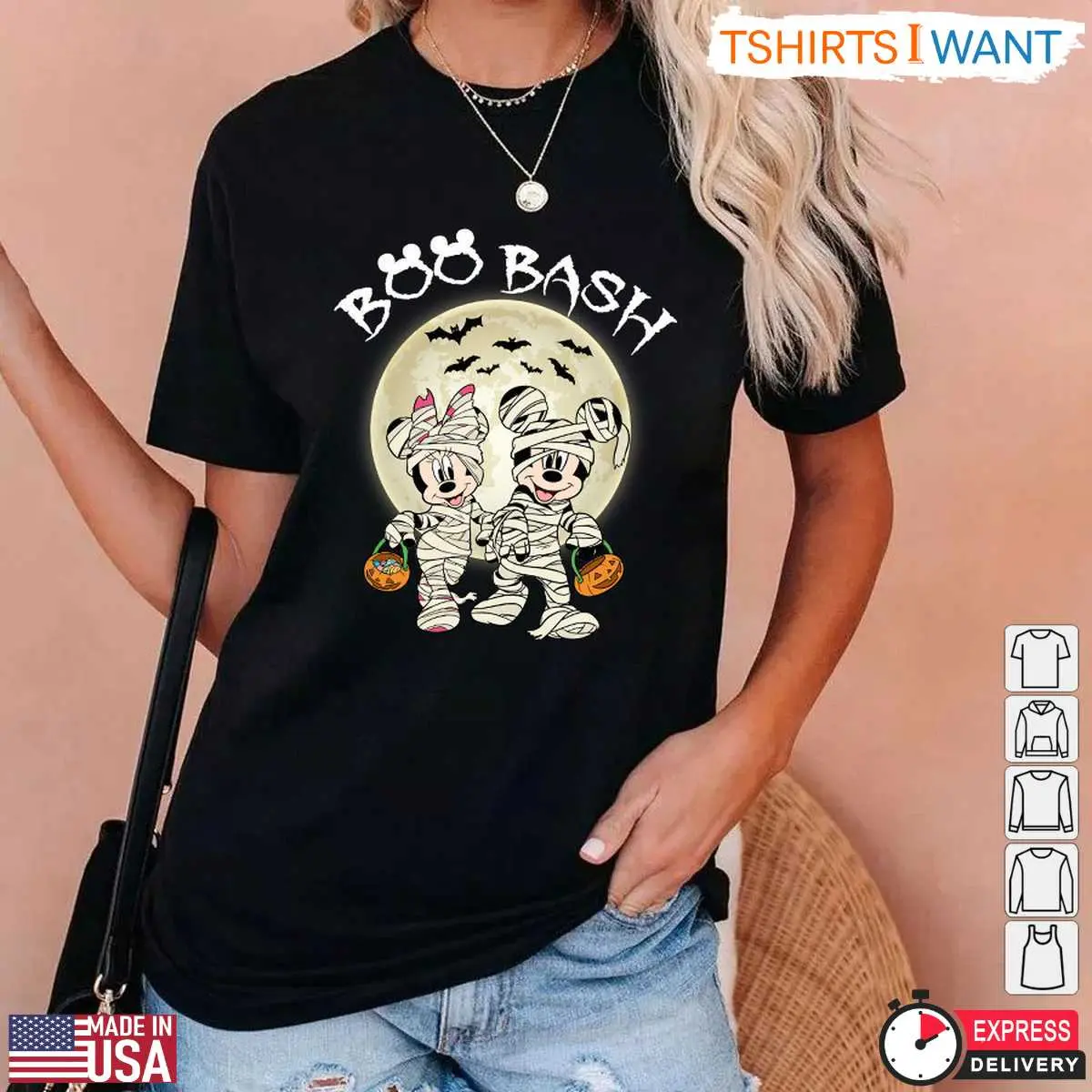 Mickey and Minnie Mummy Boo Bash T-Shirt – Disney Halloween Trick or Treat Graphic Tee 13 Mickey and Minnie Mummy Boo Bash T-Shirt Closeup
