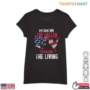 Military Support T-Shirts - 'Honor The Fallen, Thank The Living' with USA Flag Design 9 Military Support T Shirts Honor the Fallen Thank the Living 5 1.jpg