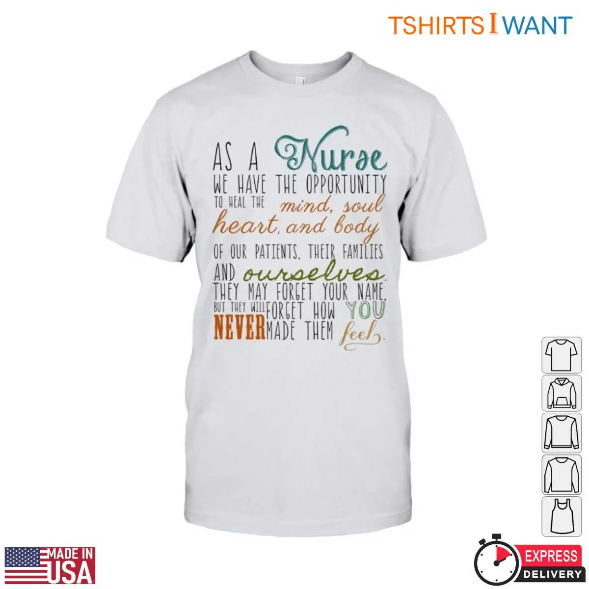 Mind Body Soul Healing Message Nursing Quote T-Shirt 8 Mind Body Soul Nurse T-Shirt Front View