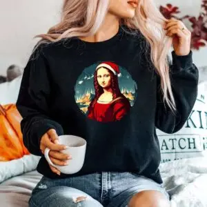 Mona Lisa Christmas Funny Art Shirt - Holiday Parody Design 9 Mona Lisa Christmas Funny Art Parody Shirt 5 1.jpg