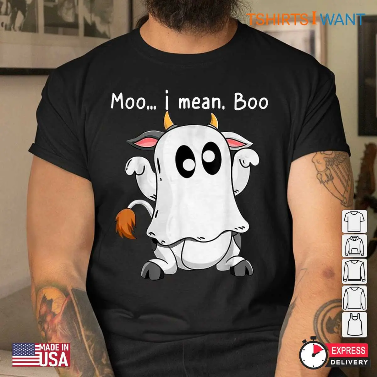 Moo I Mean Boo: Ghost Cow Halloween Costume Shirt 11 Moo I Mean Boo Cow Ghost Costume 4