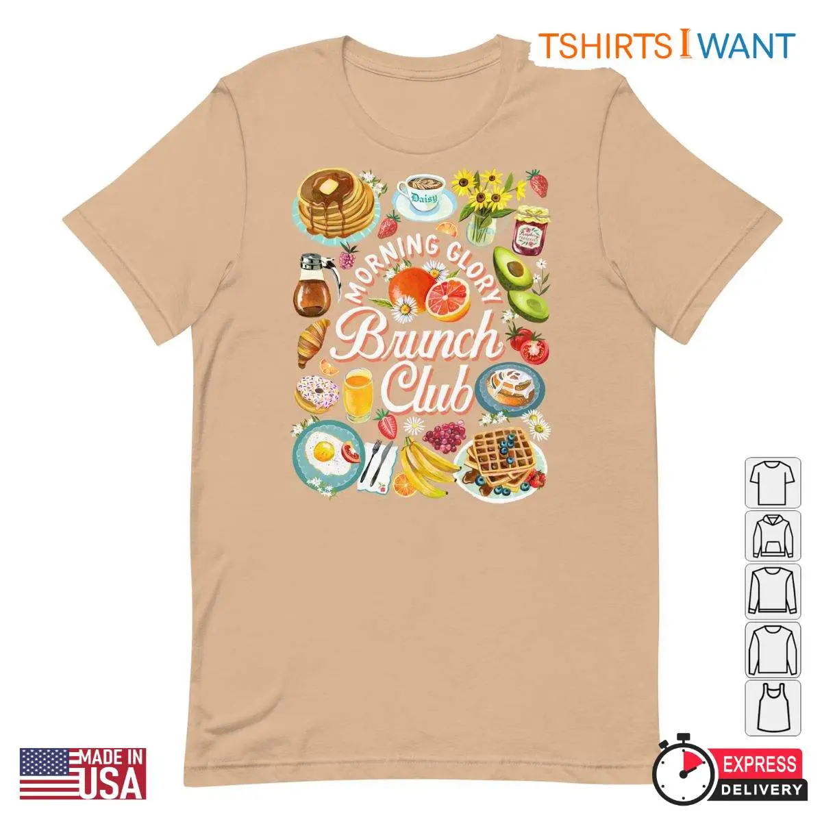 Morning Glory Brunch Club T-Shirt with Hand-Drawn Food Graphic – Perfect Weekend Brunch Outfit & Foodie Gift 3 Untitled design 3