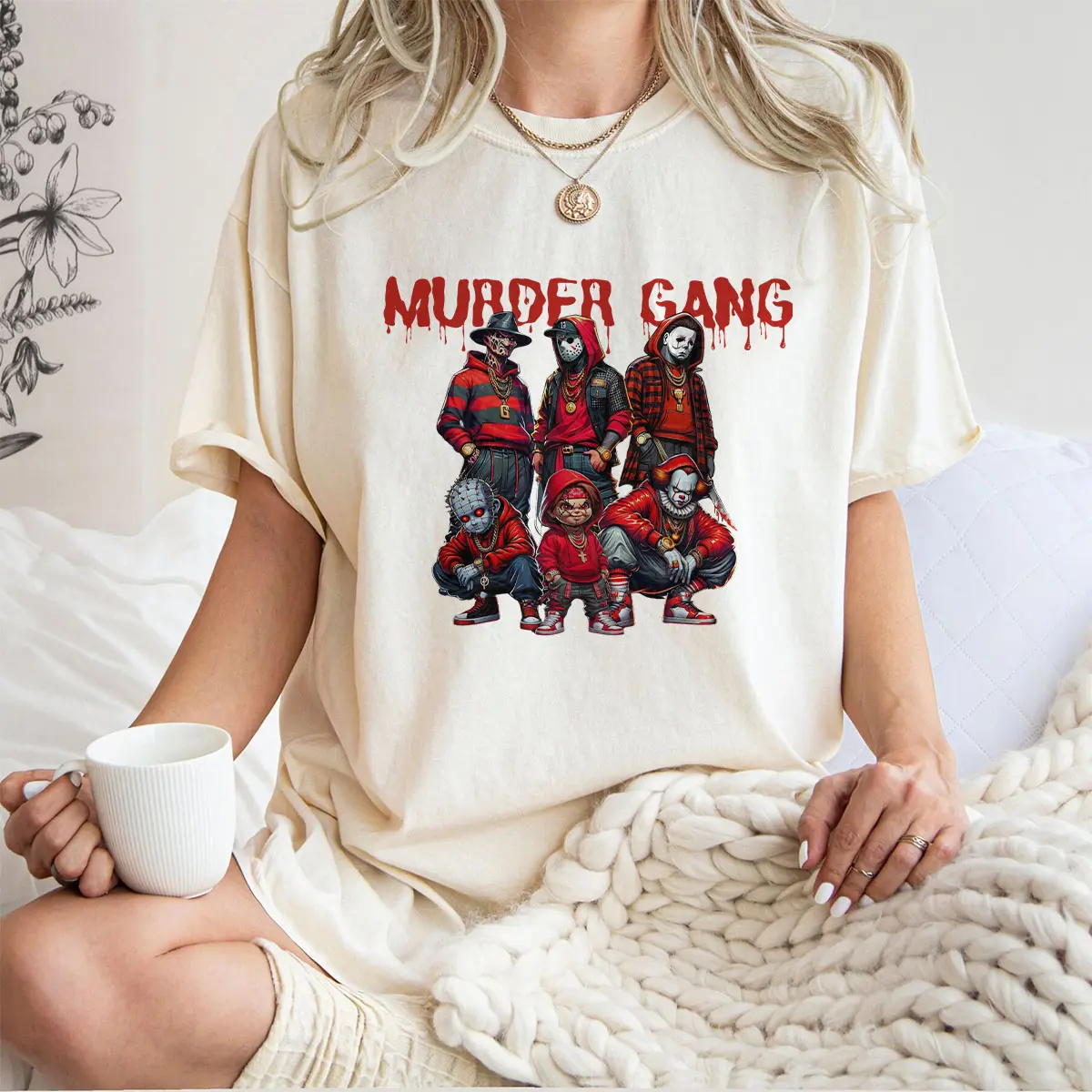 Murder Gang Horror Villains Sweatshirt – Streetwear Style Halloween Graphic Tee 2