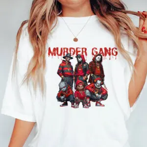 Murder Gang Horror Villains Sweatshirt – Streetwear Style Halloween Graphic Tee 9 Murder Gang Horror Villains Sweatshirt – Streetwear Style Halloween Graphic Unisex T shirt