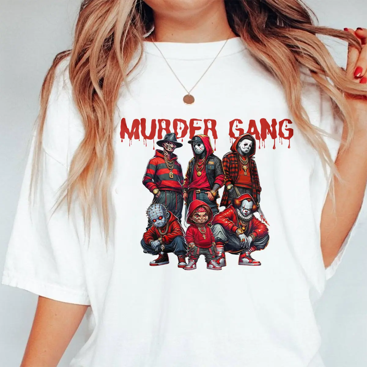 Murder Gang Horror Villains Sweatshirt – Streetwear Style Halloween Graphic Unisex T shirt
