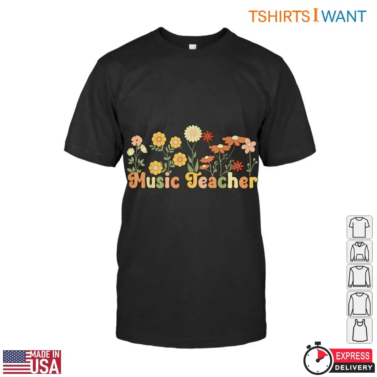 Music Teacher with Colorful Floral Design T Shirt 1 1.jpg