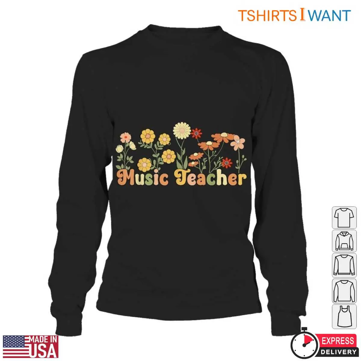Music Teacher with Colorful Floral Design T Shirt 5 1.jpg