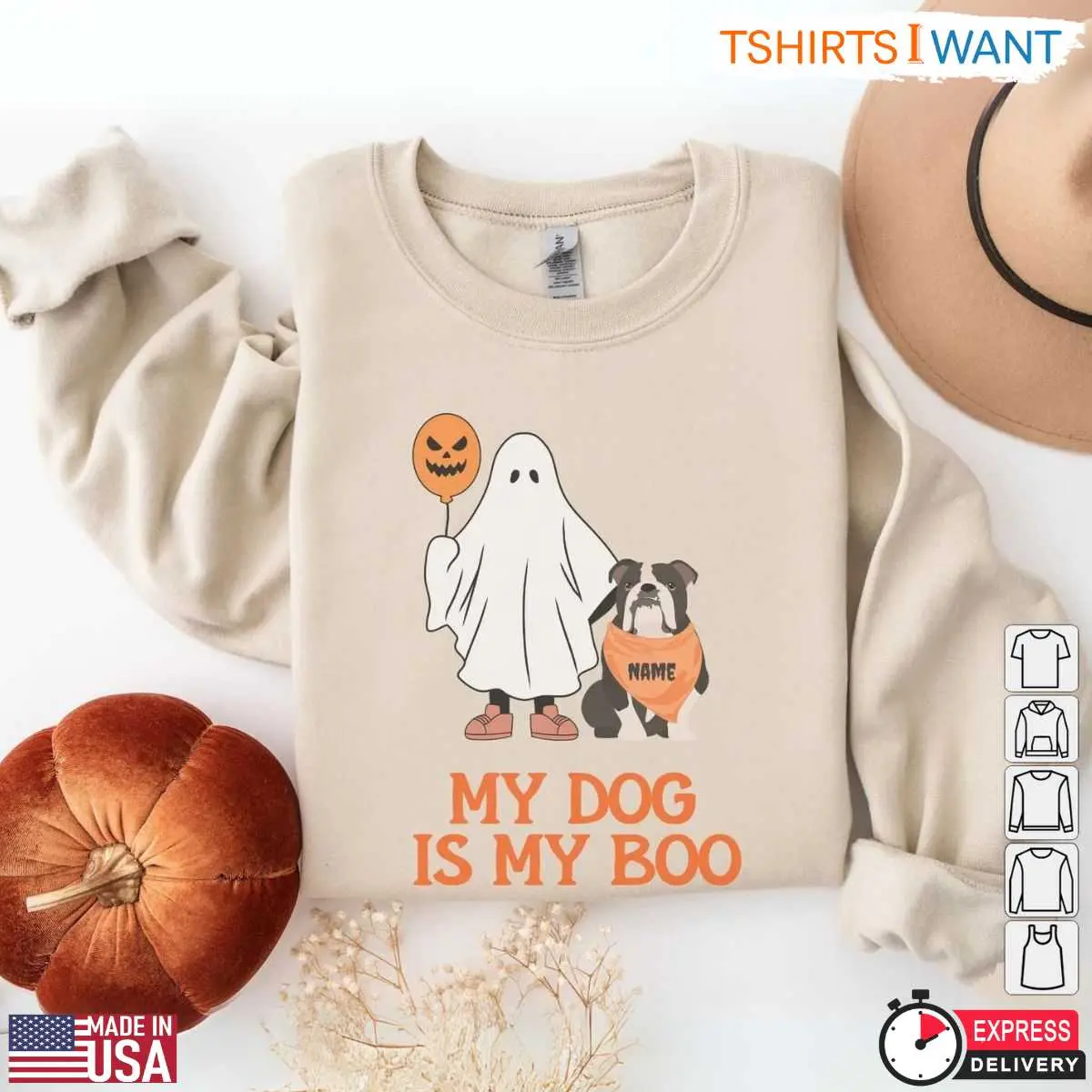 My Dog is My Boo Halloween Sweatshirt Cute Ghost and Dog Lover Graphic Crewneck 1 1 1.jpg