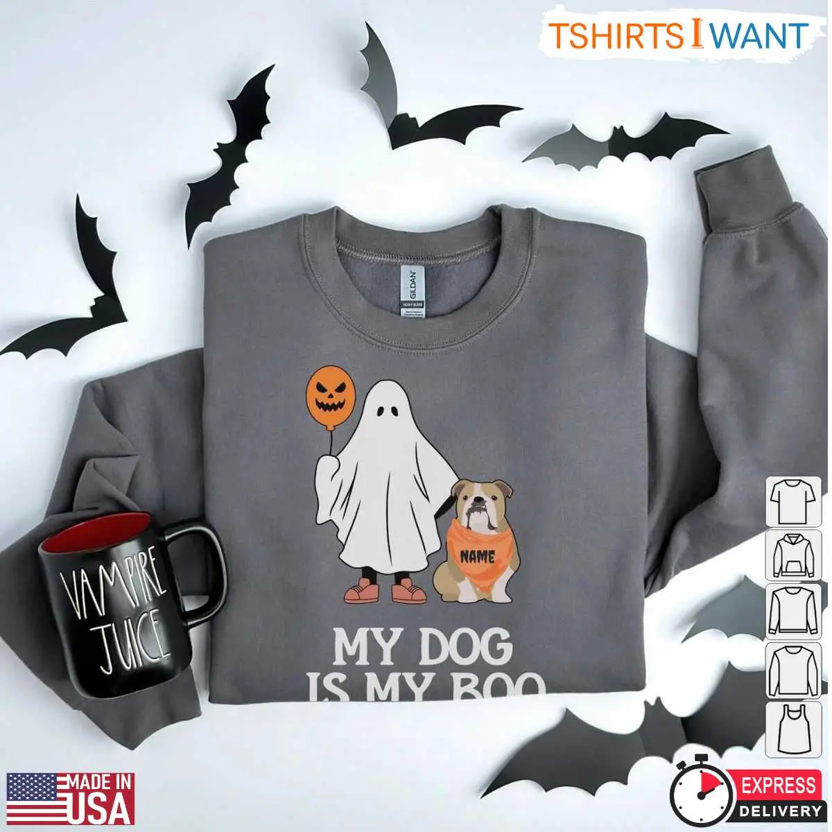 My Dog is My Boo Halloween Sweatshirt Cute Ghost and Dog Lover Graphic Crewneck 2 1 1.jpg