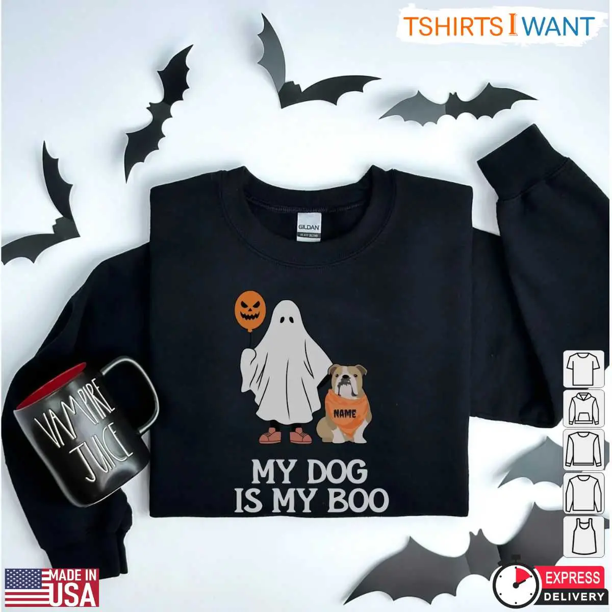 My Dog is My Boo Halloween Sweatshirt Cute Ghost and Dog Lover Graphic Crewneck 3 1 1.jpg