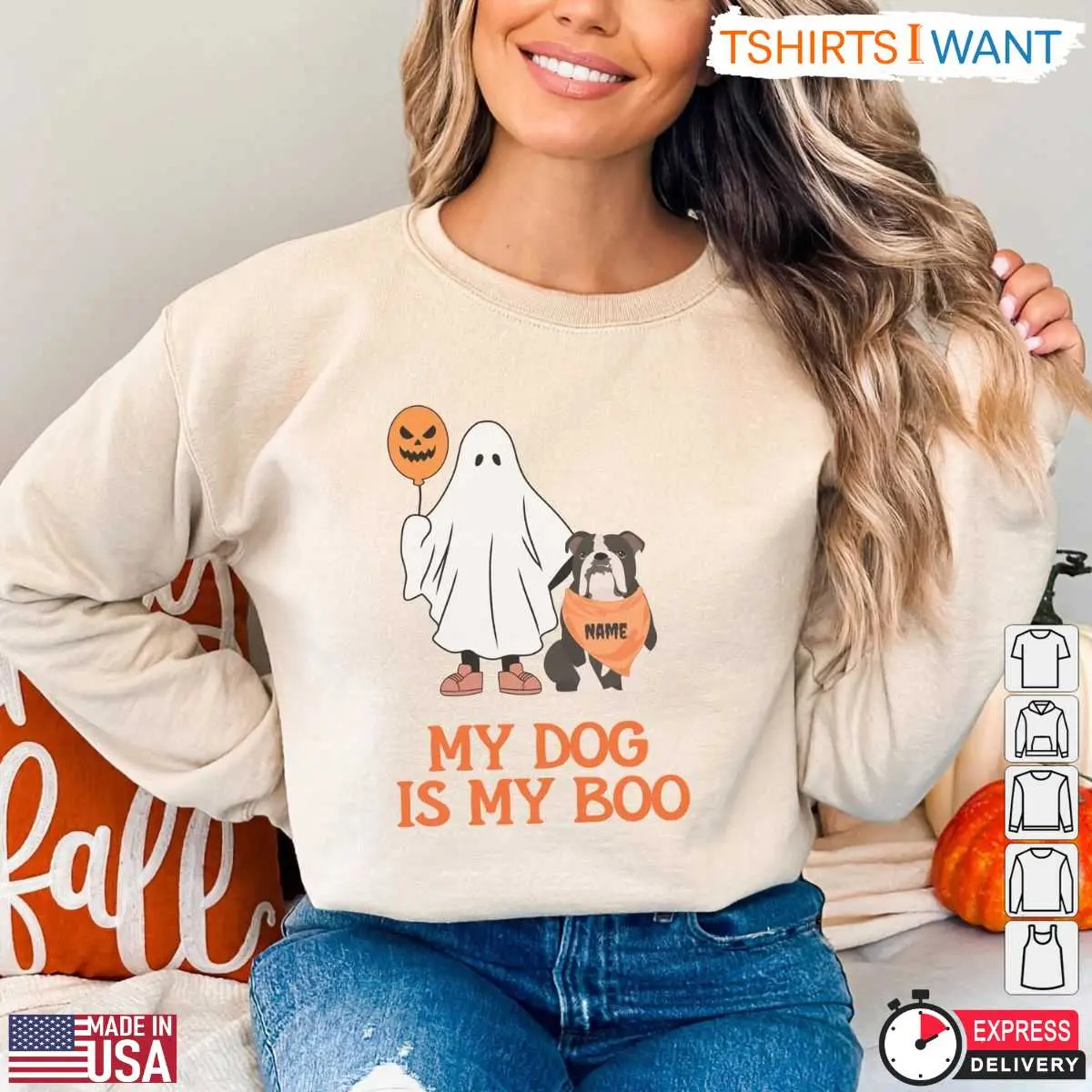 My Dog is My Boo Halloween Sweatshirt Cute Ghost and Dog Lover Graphic Crewneck 5 1 1.jpg